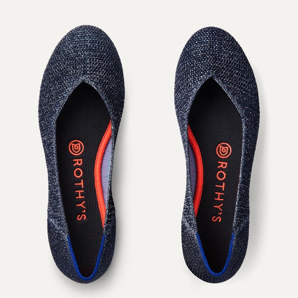 Rothy’s metallic lattice stitch round toe flats shoes 10